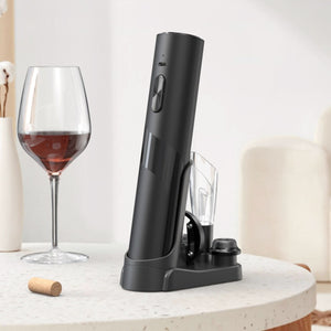 Rechargeable Wine Opener Electric Wine Bottle Opener 7-in-1 Wine Gift Set with Electric Vacuum Pump, Charging Station, Foil Cutter, Wine Aerator Pourer and 2 Wine Stoppers