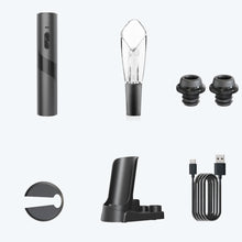 Load image into Gallery viewer, Rechargeable Wine Opener Electric Wine Bottle Opener 7-in-1 Wine Gift Set with Electric Vacuum Pump, Charging Station, Foil Cutter, Wine Aerator Pourer and 2 Wine Stoppers