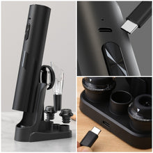 Load image into Gallery viewer, Rechargeable Wine Opener Electric Wine Bottle Opener 7-in-1 Wine Gift Set with Electric Vacuum Pump, Charging Station, Foil Cutter, Wine Aerator Pourer and 2 Wine Stoppers