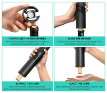 Load image into Gallery viewer, Rechargeable Wine Opener Electric Wine Bottle Opener 7-in-1 Wine Gift Set with Electric Vacuum Pump, Charging Station, Foil Cutter, Wine Aerator Pourer and 2 Wine Stoppers