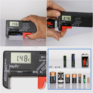 Universal Digital Battery Tester for AA AAA C D 9V 1.5V Button Cell Batteries
