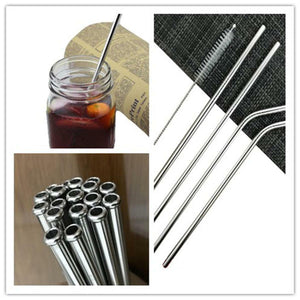 New Stainless Steel Reusable Straw Sets for Cocktail & Drinks