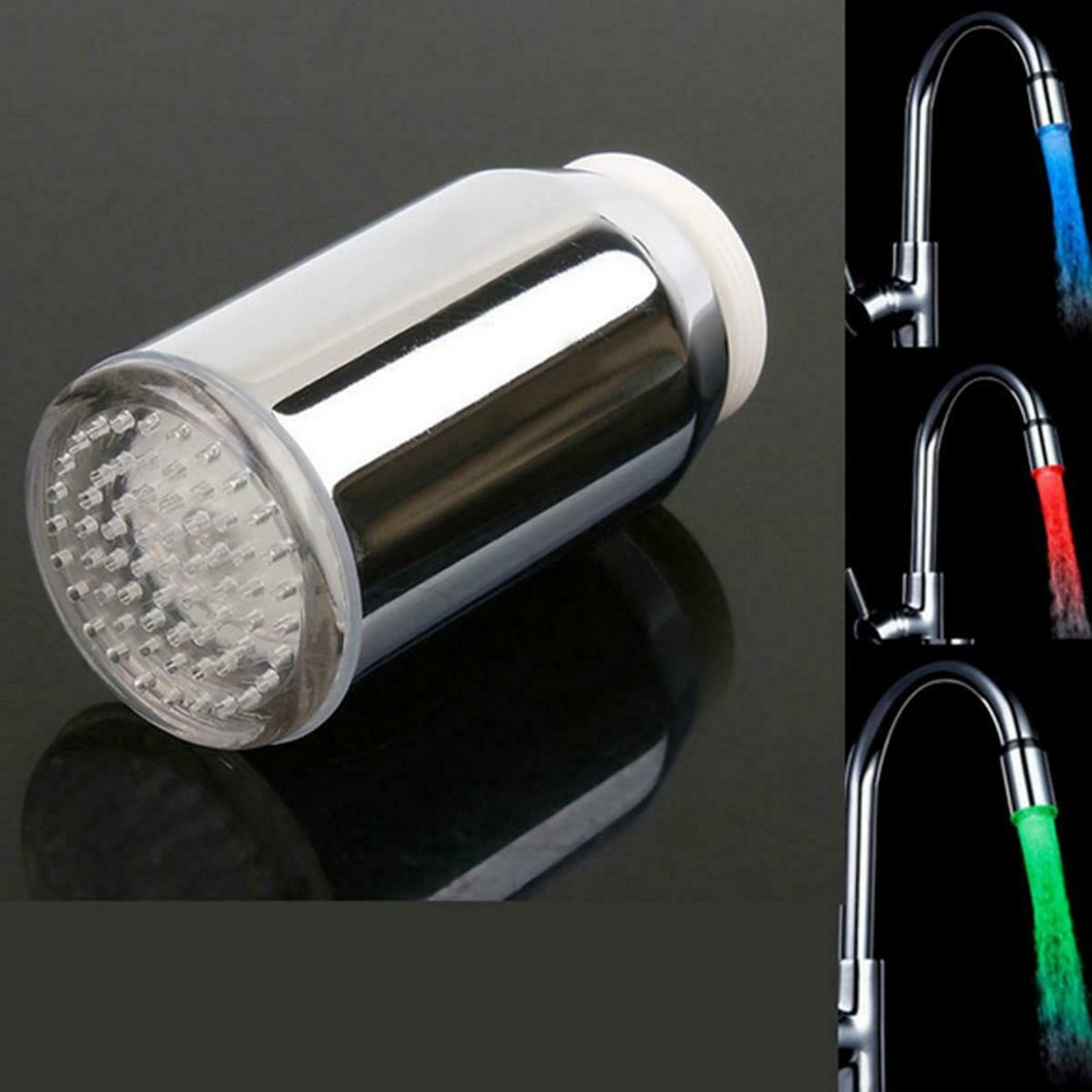 LED Light Faucet Glow w Water Flow & Temp Sensor 3 Color for Kitchen & Bathroom