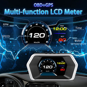 Car OBD2 GPS Head Up Display Smart Digital Meter HD Digital Display Alarm System