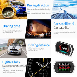 Car OBD2 GPS Head Up Display Smart Digital Meter HD Digital Display Alarm System