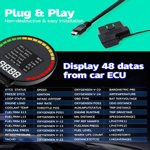 Universal Car OBD Smart Head Up Display HUD Digital Gauge with Alarm
