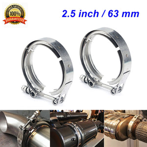 2pc Set Stainless Steel V-Band Clamp & Flange Kit for Turbo Downpipe Exhaust