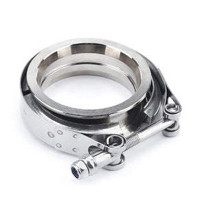2pc Set Stainless Steel V-Band Clamp & Flange Kit for Turbo Downpipe Exhaust