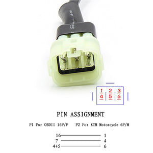 Diagnostic OBD2 Cable For KTM Motorcycle 6 Pin to 16 pin Plug Adapter