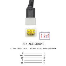 Load image into Gallery viewer, Diagnostic OBD2 Cable For Delphy Motorcycle 6 Pin to 16 pin Plug Adapter