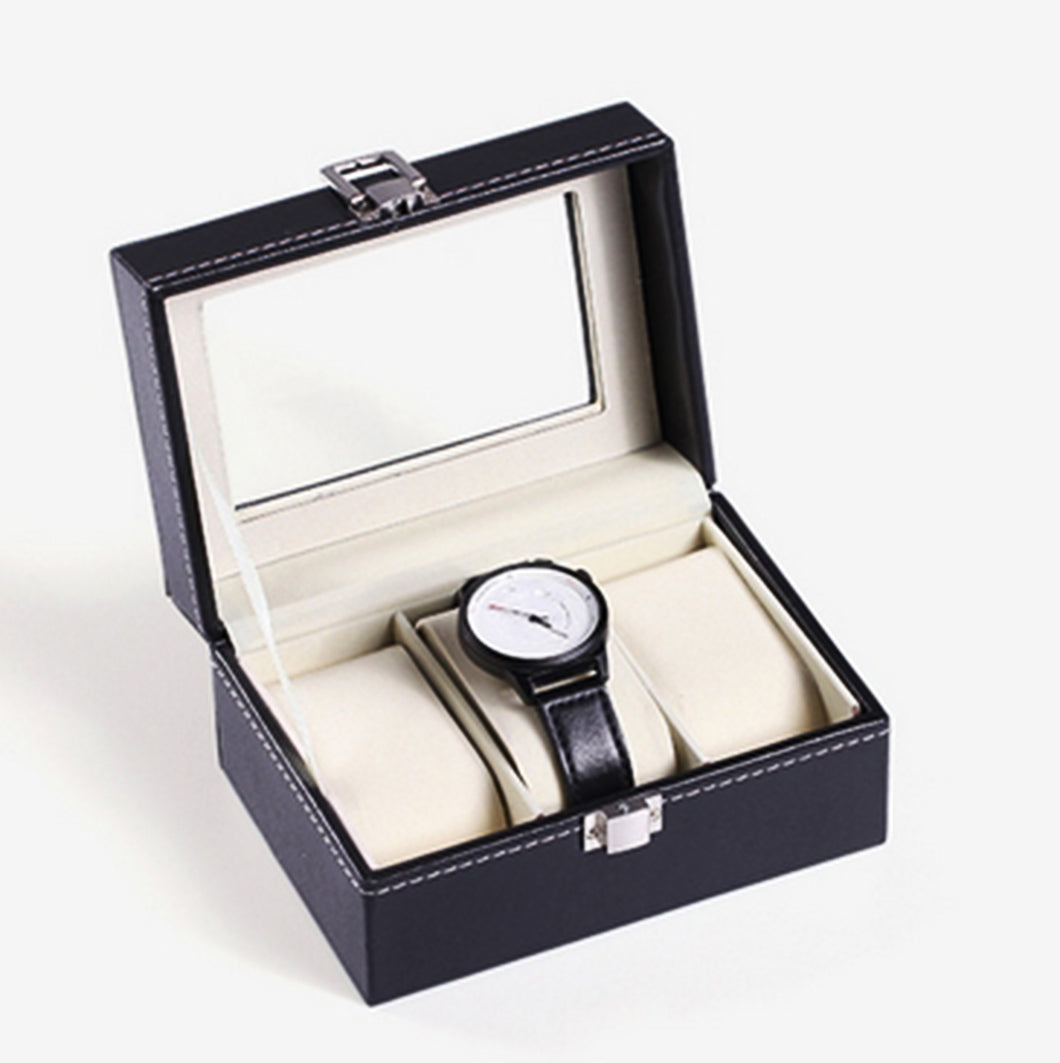 Black Leather Watch Display Case 3/6/10/12 Slots Storage Holder Box