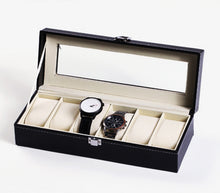 Load image into Gallery viewer, Black Leather Watch Display Case 3/6/10/12 Slots Storage Holder Box