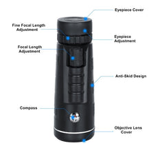Load image into Gallery viewer, 40*60 Zoom BAK4 HD Glass Lens Monocular Telescope with Phone Holder &amp; Tripod