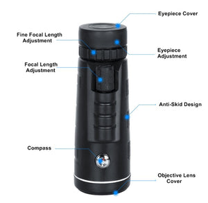 40*60 Zoom BAK4 HD Glass Lens Monocular Telescope with Phone Holder & Tripod