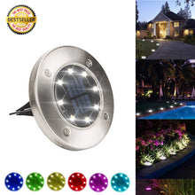 Load image into Gallery viewer, Solar Powered Waterproof Stainless Steel Landscape Color Changed 8 LED Garden Light