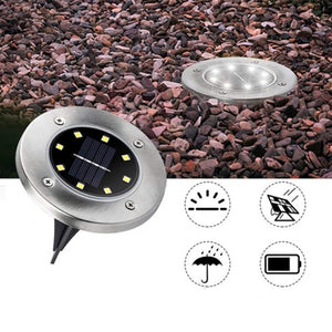 Solar Powered Waterproof Stainless Steel Landscape Color Changed 8 LED Garden Light