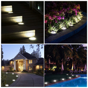 Solar Powered Waterproof Stainless Steel Landscape Color Changed 8 LED Garden Light