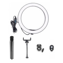 Load image into Gallery viewer, New 10” Selfie Ring LED Dimmable Light with Tripod Stand &amp; Cell Phone Holder w Bluetooth Remote