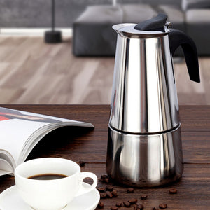 Stainless Steel Italian Espresso Coffee Stovetop Coffee Maker Moka Pot Percolator (2,4,6,9 Cup)