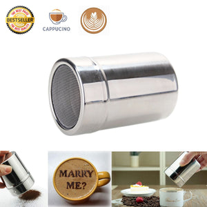 Stainless Steel Deluxe Mesh Shaker Cappuccino Coffee Decorating Latte Art Barista Tool