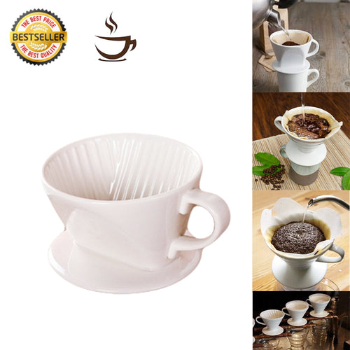 Ceramic Porcelain Drip Cone Coffee Filter Brewer with 3 holes- No. 2 Size