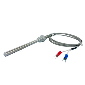 Waterproof J Type Thermocouple Sensors Stainless Steel Waterproof Probe with 100mm Length, 3/8”NPT Threads