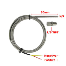 Load image into Gallery viewer, Exhaust Gas Temperature Sensors K Type Probe with 1/8” NPT Compression Fittings