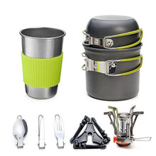 Load image into Gallery viewer, Outdoor Mini Gas Stove Cooking Set Nonstick Pans for Picnic Camping Hiking / Mini poêle à gaz extérieur Poêle à gaz Ensemble antiadhésifs