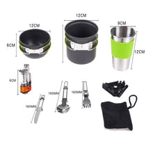 Load image into Gallery viewer, Outdoor Mini Gas Stove Cooking Set Nonstick Pans for Picnic Camping Hiking / Mini poêle à gaz extérieur Poêle à gaz Ensemble antiadhésifs