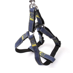 Adjustable Dog Pet Harness No Pull Nylon Denim Leash Set / Harnais pour chien réglable Pas de traction Nylon Denim Leash Set