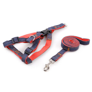 Adjustable Dog Pet Harness No Pull Nylon Denim Leash Set / Harnais pour chien réglable Pas de traction Nylon Denim Leash Set