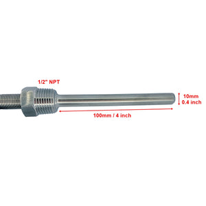 RTD PT100 Temperature Sensors Stainless Steel Waterproof Proof Probe & 1/2” NPT Threads