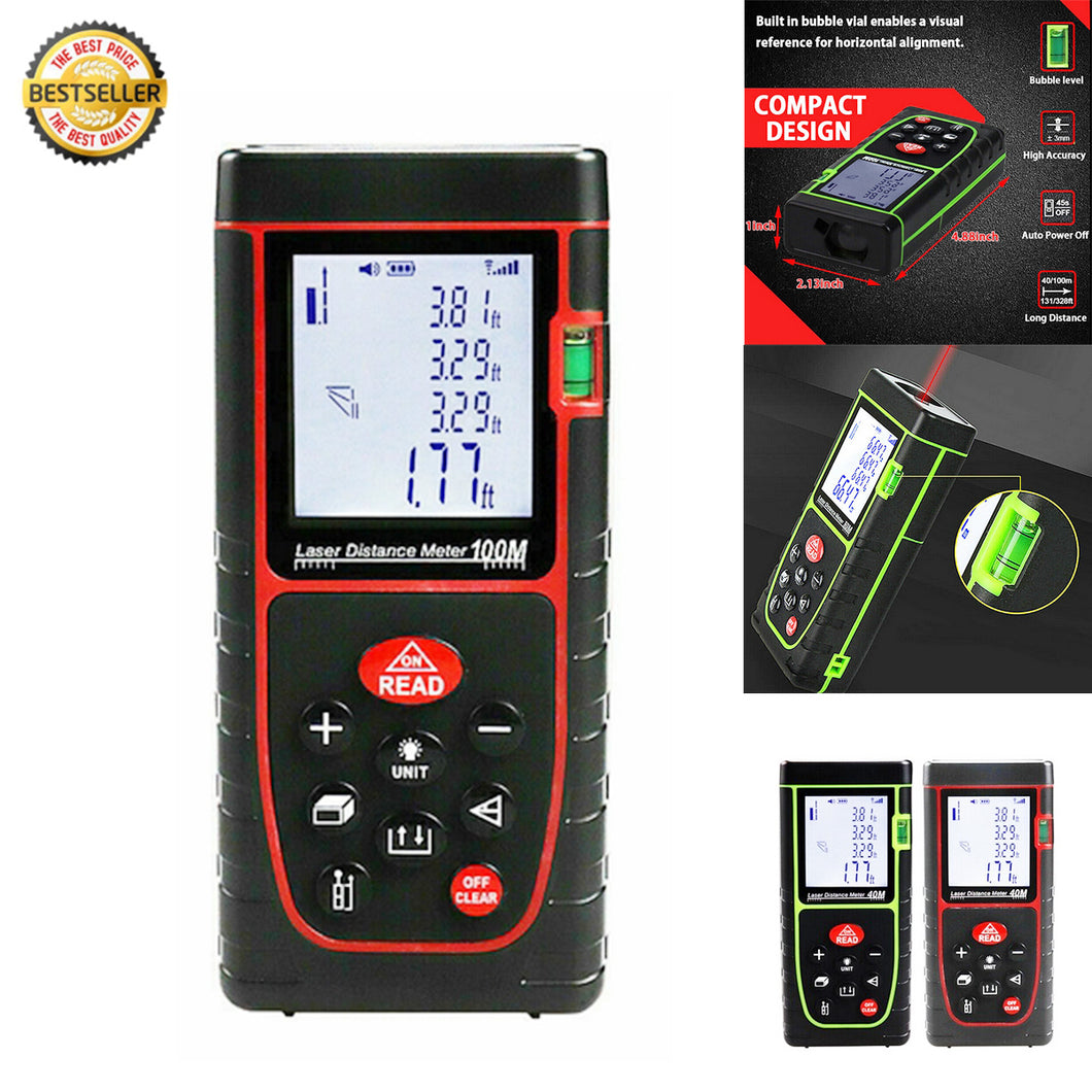 Handheld Digital Laser Point Distance Meter Measure Tape Range Finder (ft/m)