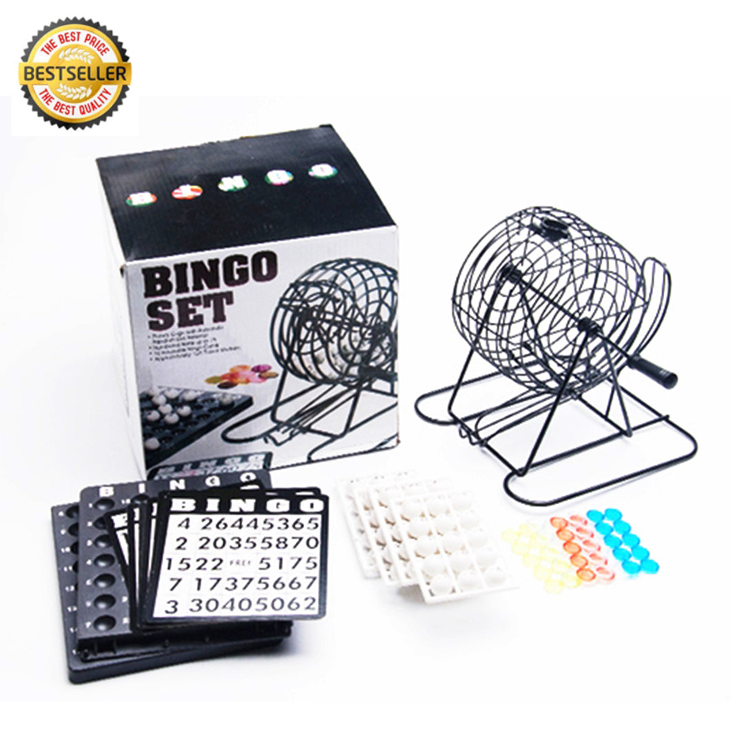 Complete Bingo Game Set Lotto Party Game 75 Balls,18 Cards & Cage